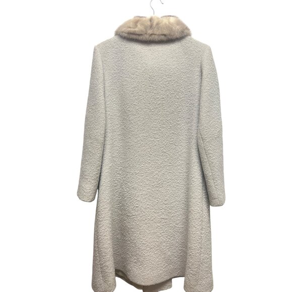 Winkleman's Vintage 50's Ivory White Wool Coat with Fur Collar - Picture 6 of 10